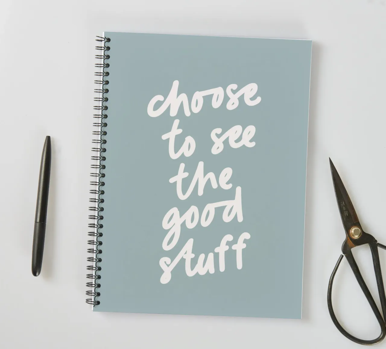 Choose to See the Good Stuff Inspirational Typography Print spiral notebook by THE MOTIVATED TYPE