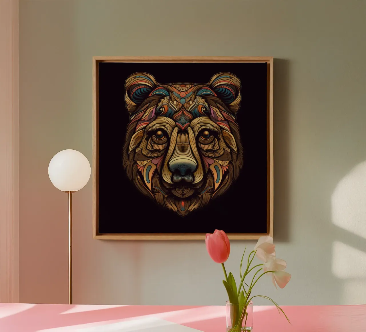Tatoo Orso Marrone tela con Cornice a cassetta da Animal Portraits