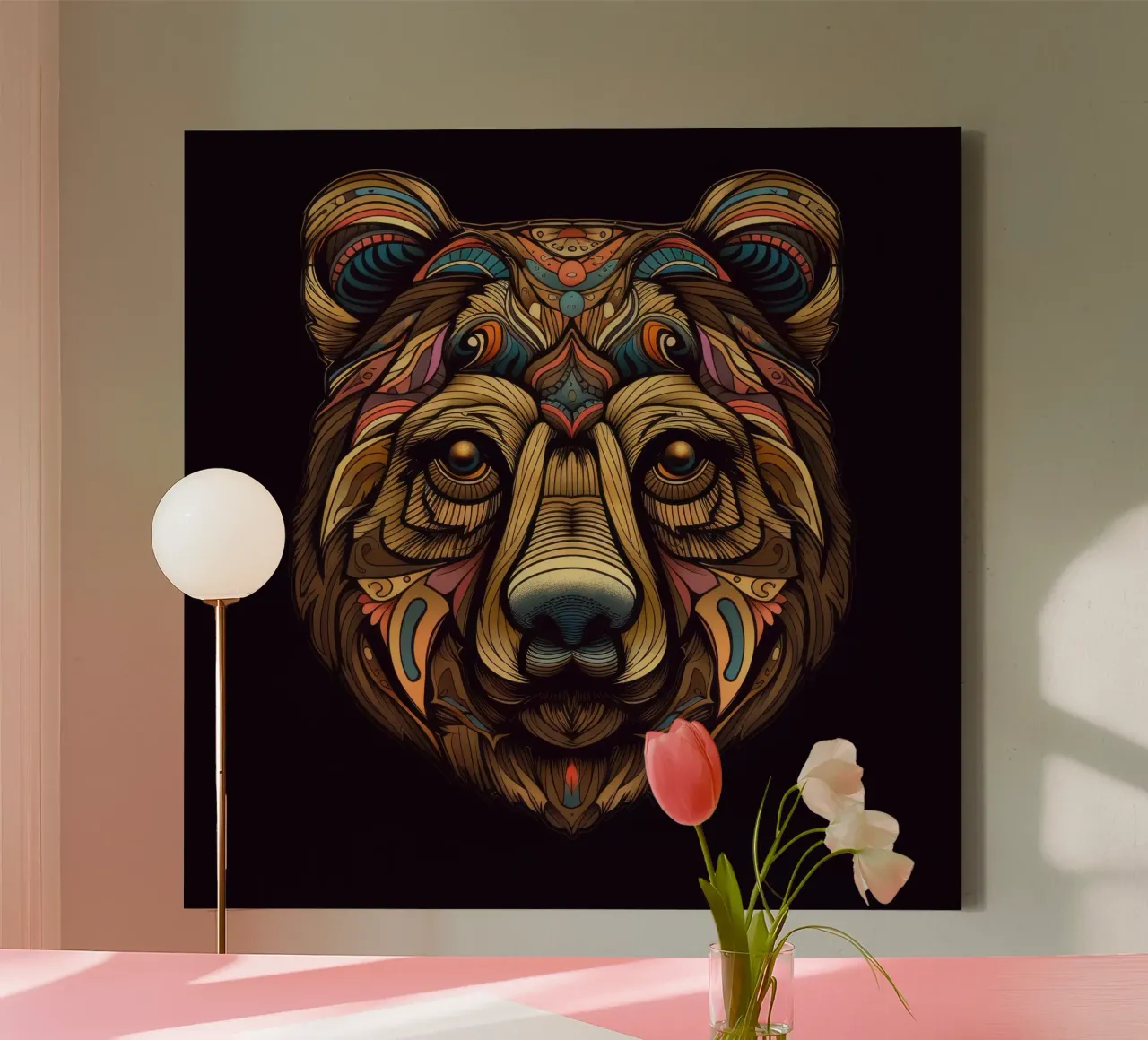 Tatoo Orso Marrone tela con Cornice a cassetta da Animal Portraits