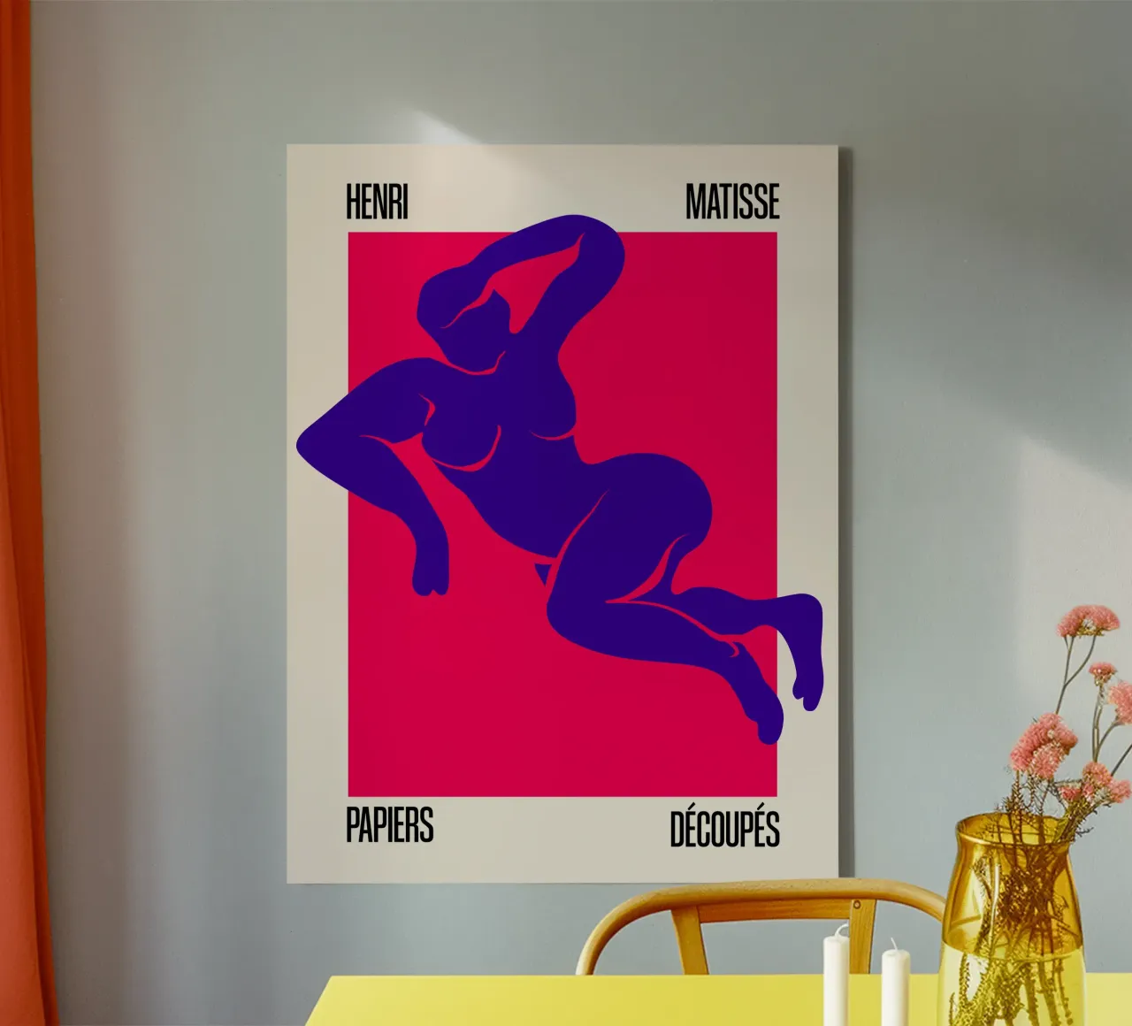 Matisse Cutout - Expressionistische vrouwenfiguur in neonkleur canvas met Baklijst van SMPLE