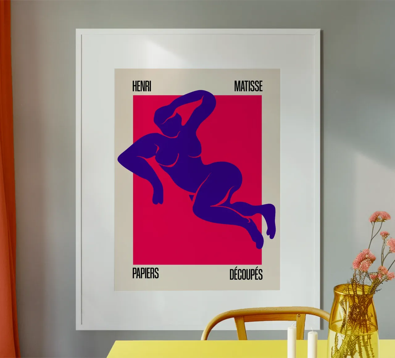 Matisse Cutout – Expressionistische Frauenfigur in Neonfarbe Poster von SMPLE