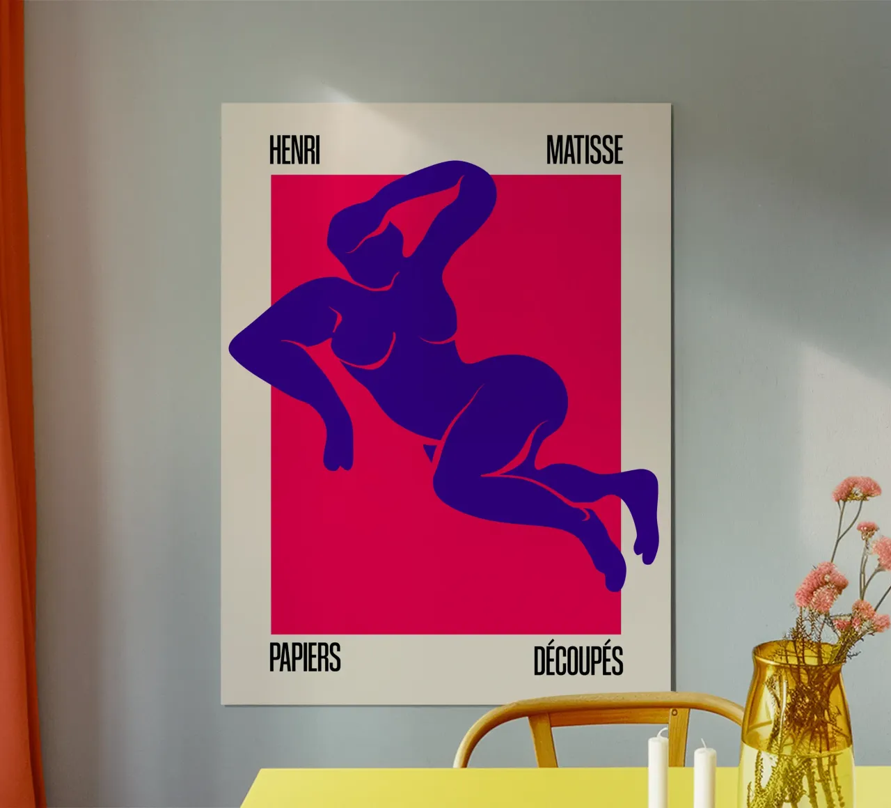 Matisse Cutout – Expressionistische Frauenfigur in Neonfarbe Poster von SMPLE