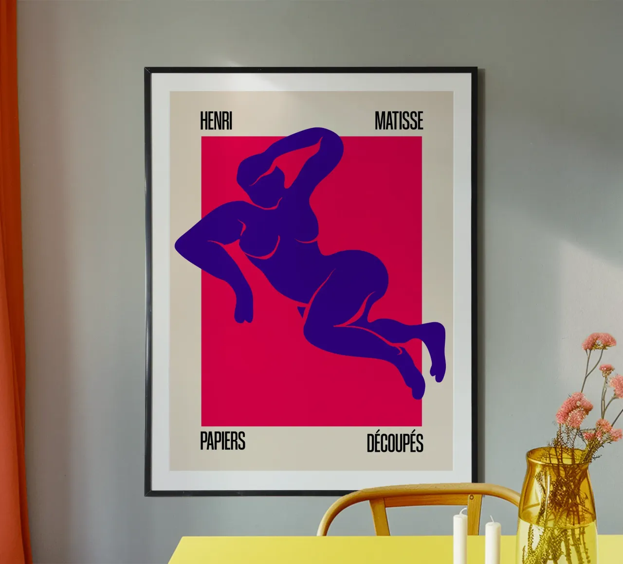 Matisse Cutout – Expressionistische Frauenfigur in Neonfarbe Poster von SMPLE