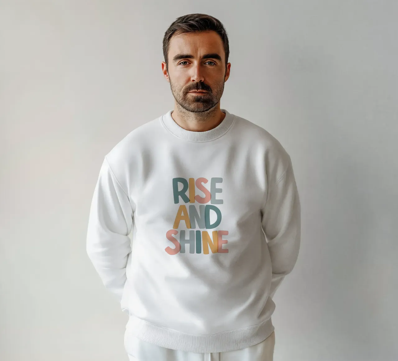 Rise and Shine Optimistic Colourful Typography Print sweatshirt by THE MOTIVATED TYPE