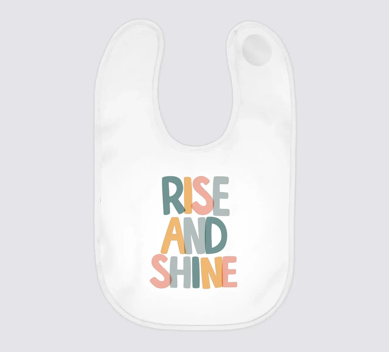 Rise and Shine Optimistic Colourful Typography Print baby bib by THE MOTIVATED TYPE