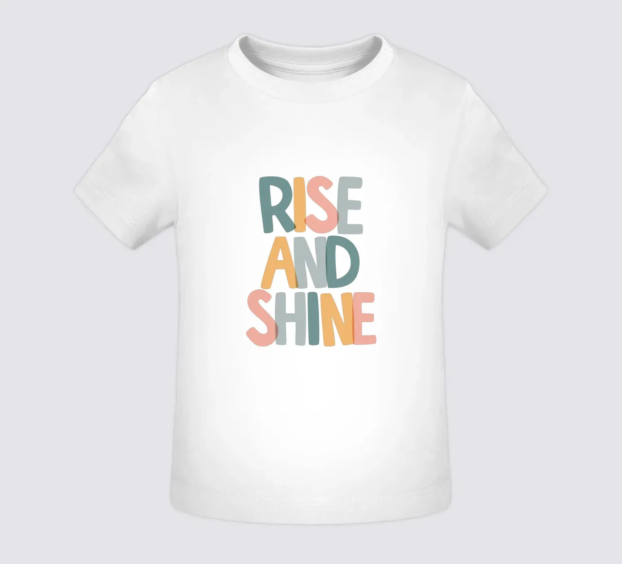 Stampa tipografica colorata ottimista Rise and Shine maglietta neonato da THE MOTIVATED TYPE