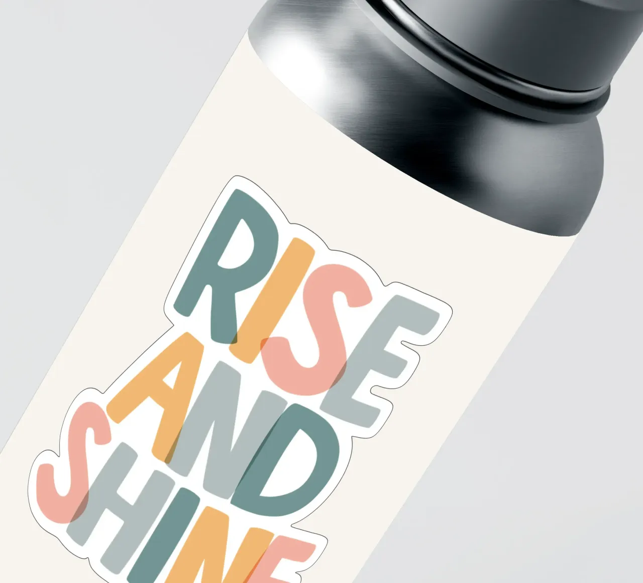 Rise and Shine Optimistic Colourful Typography Print sticker by THE MOTIVATED TYPE