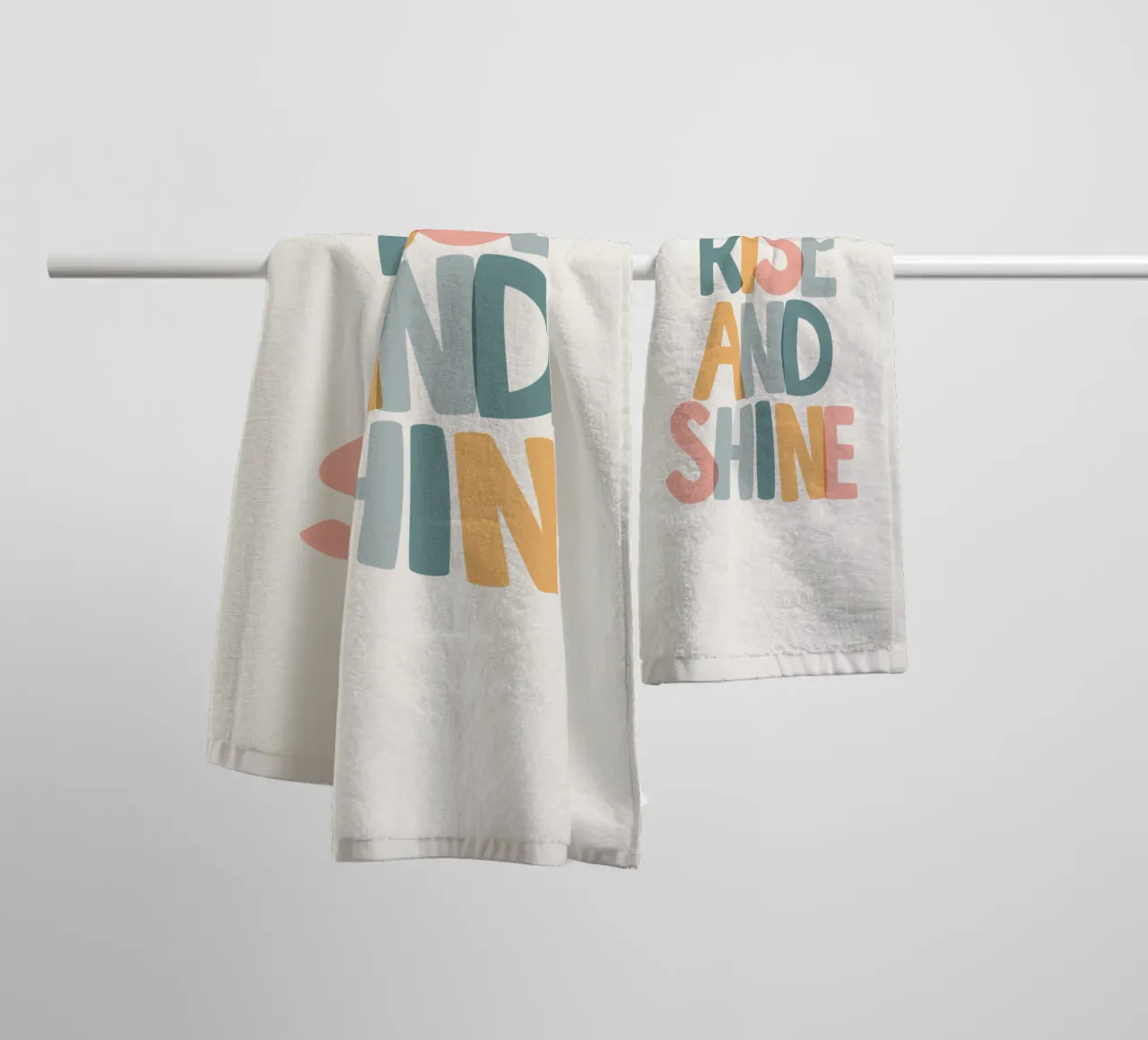 Rise and Shine Optimistic Colourful Typography Print towel by THE MOTIVATED TYPE