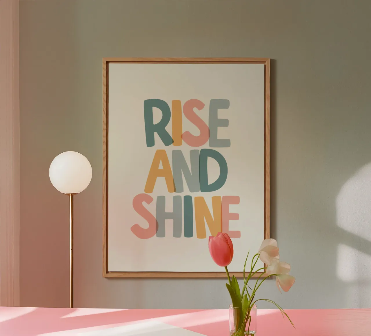 Rise and Shine Optimistic Colourful Typography Print alu-dibond by THE MOTIVATED TYPE