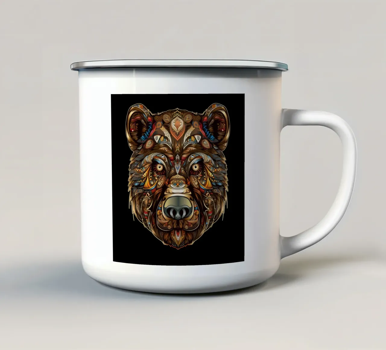 Tatoo Orso Marrone tazza in smalto da Animal Portraits