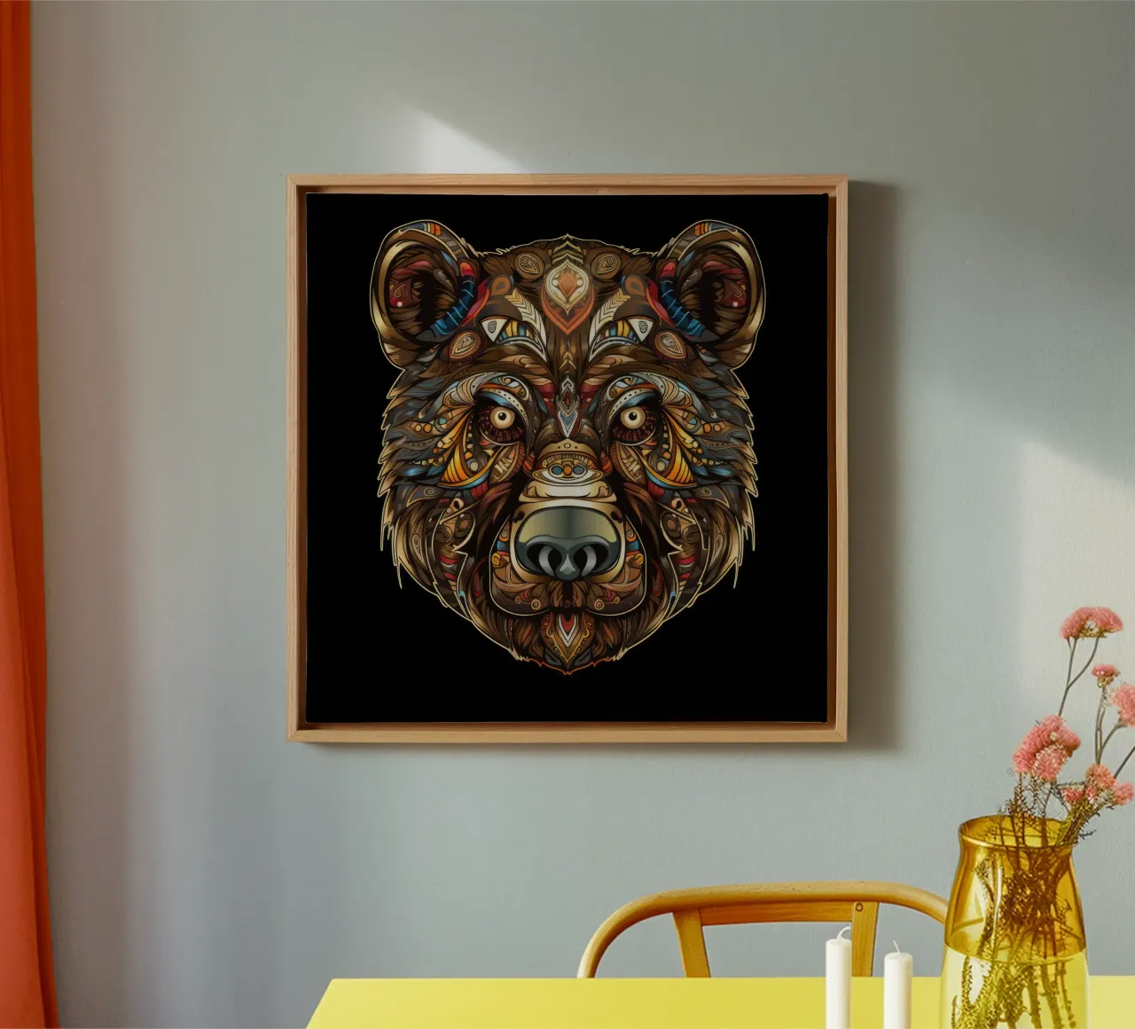 Tatoo Orso Marrone tela con Cornice a cassetta da Animal Portraits