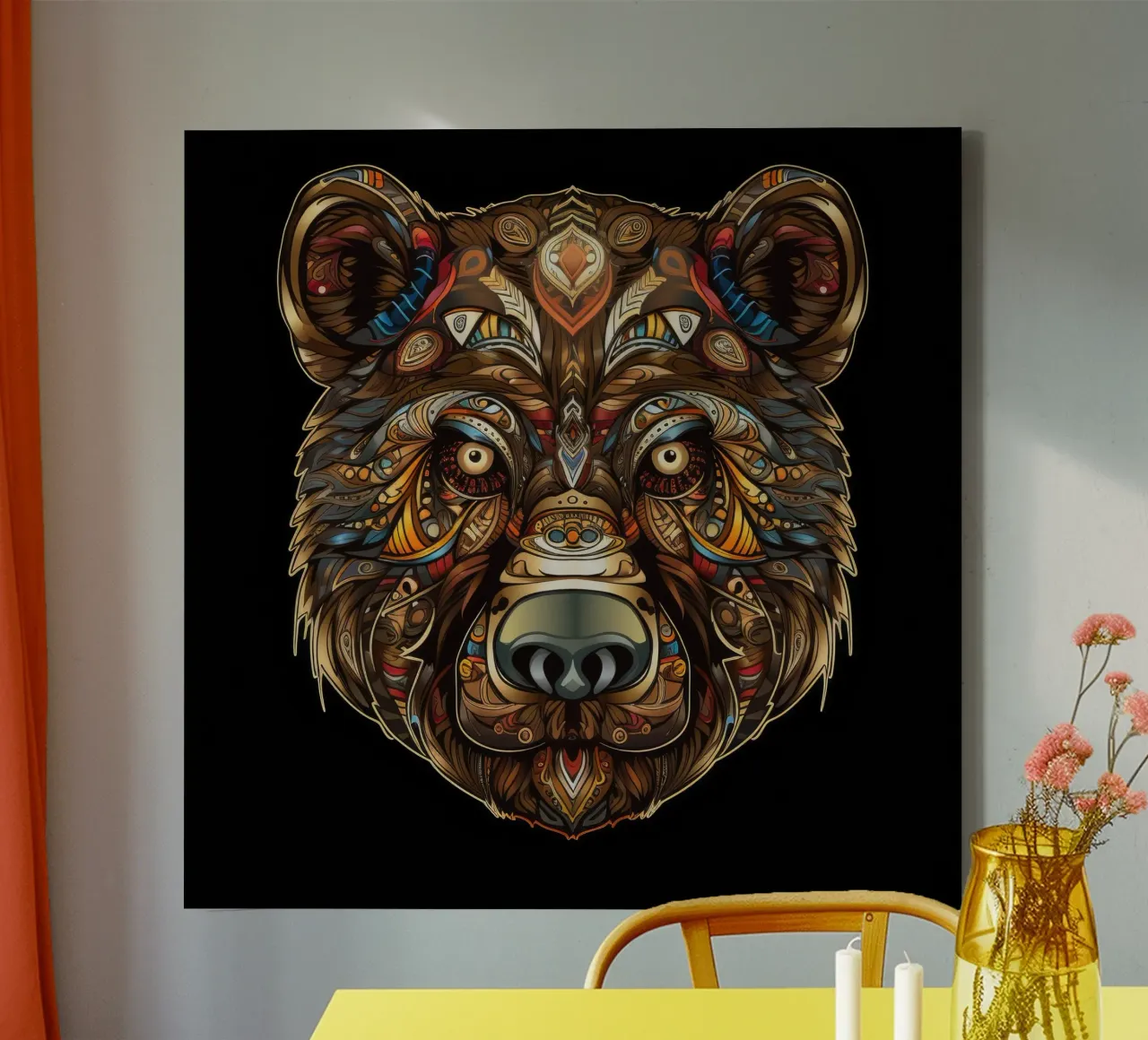 Tatoo Orso Marrone tela con Cornice a cassetta da Animal Portraits
