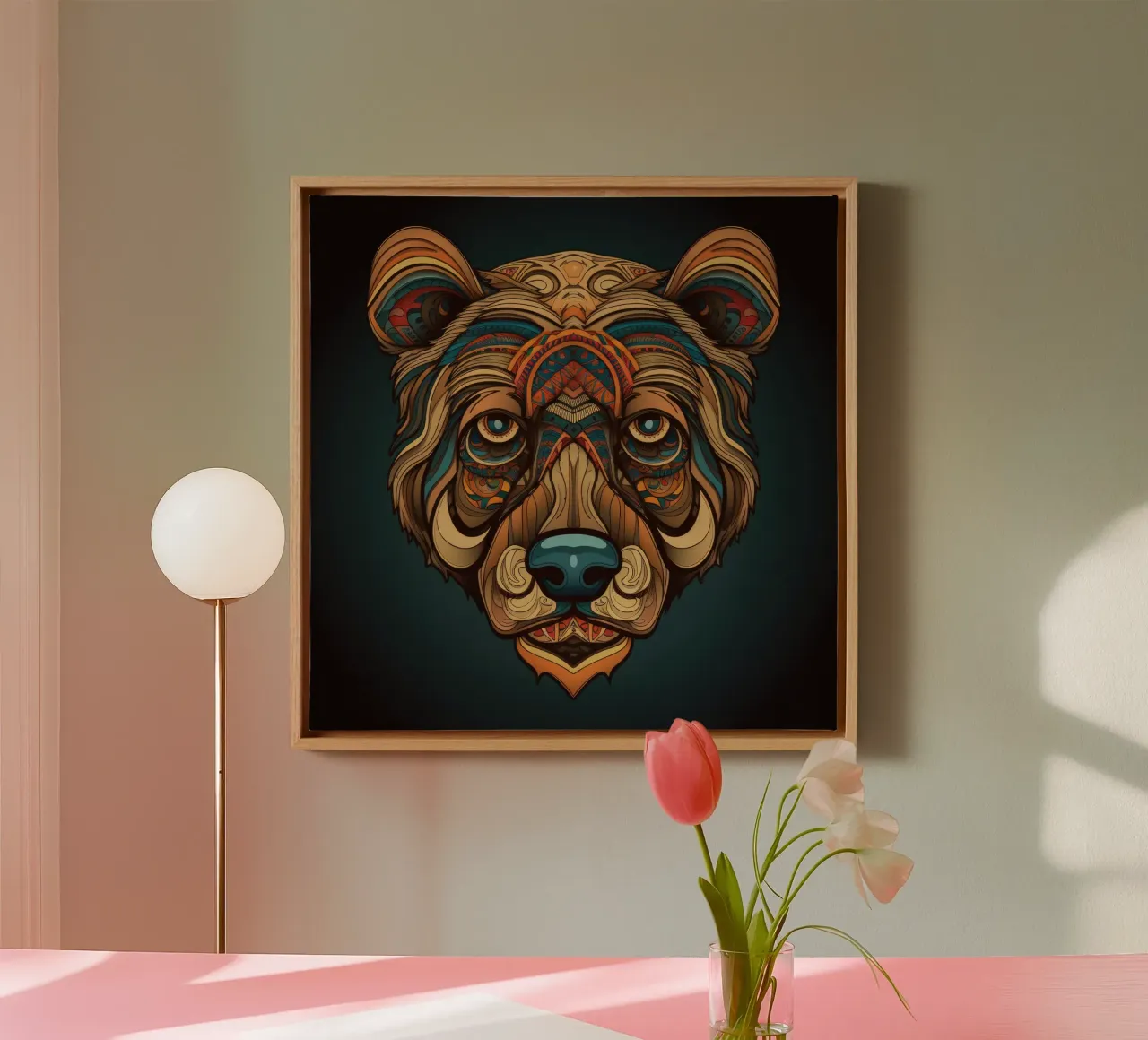 Tatoo Orso Marrone tela con Cornice a cassetta da Animal Portraits