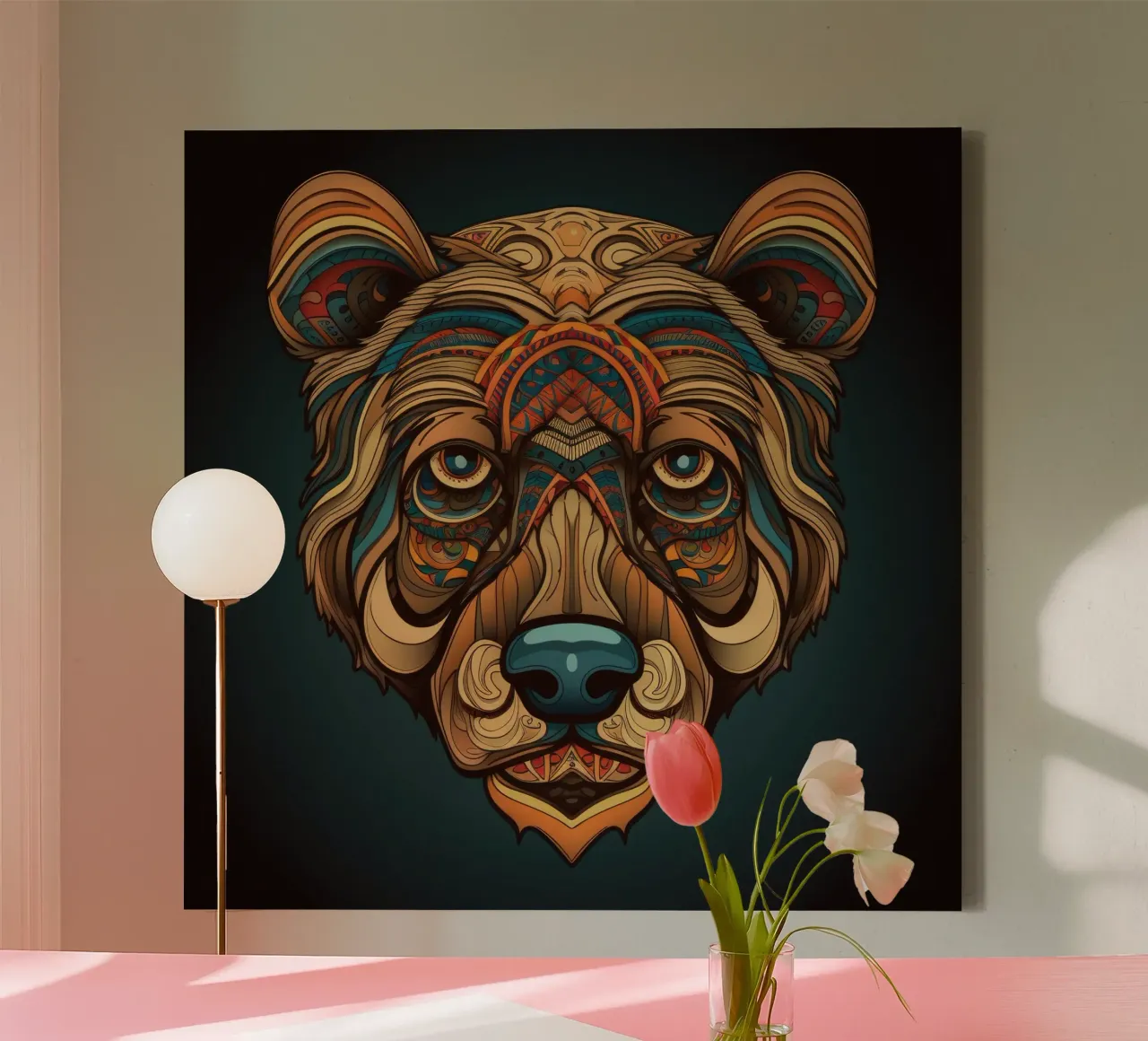 Tatoo Orso Marrone tela con Cornice a cassetta da Animal Portraits