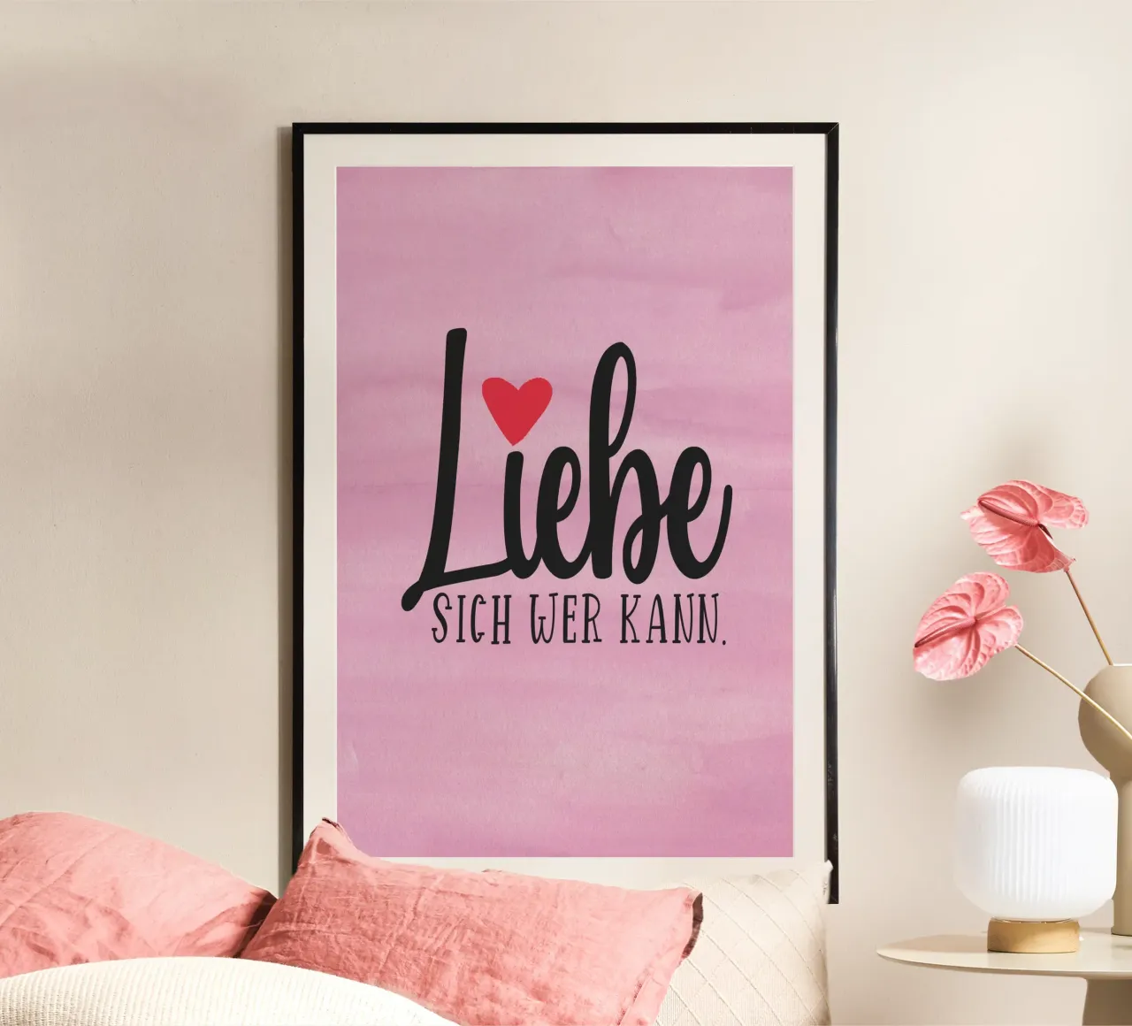 LIEBE sich wer kann poster con telaio in alluminio da maramirage