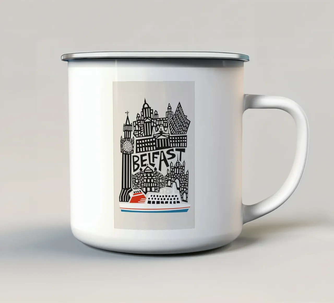 Paesaggio urbano di Belfast tazza in smalto da Fox & Velvet