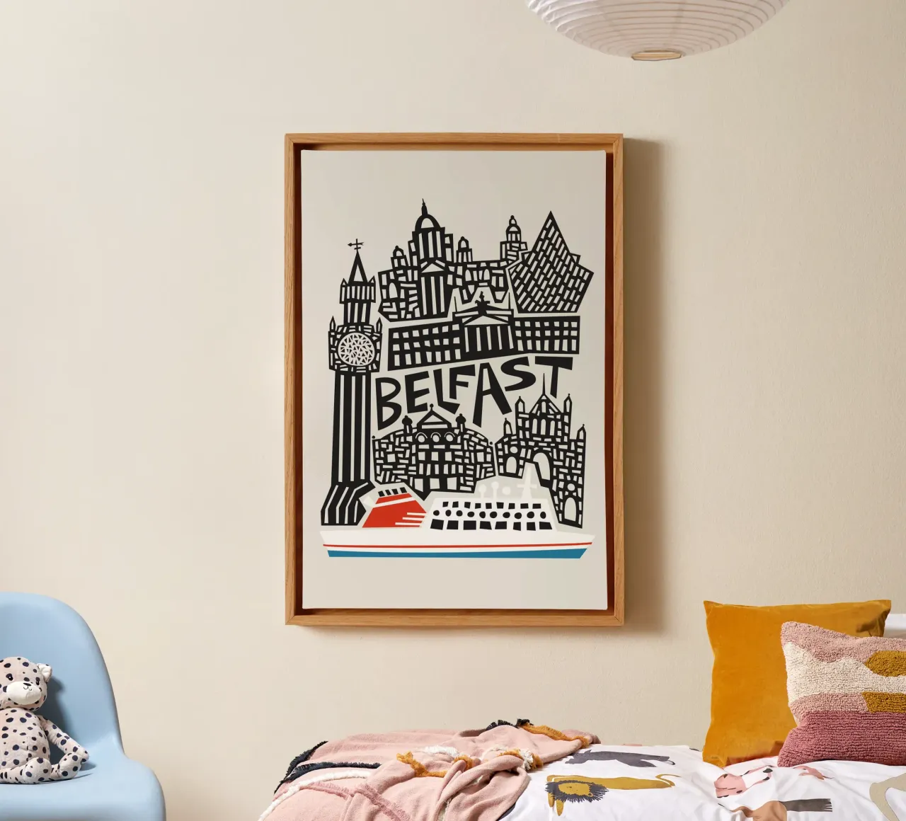 Paesaggio urbano di Belfast tela con Cornice a cassetta da Fox & Velvet