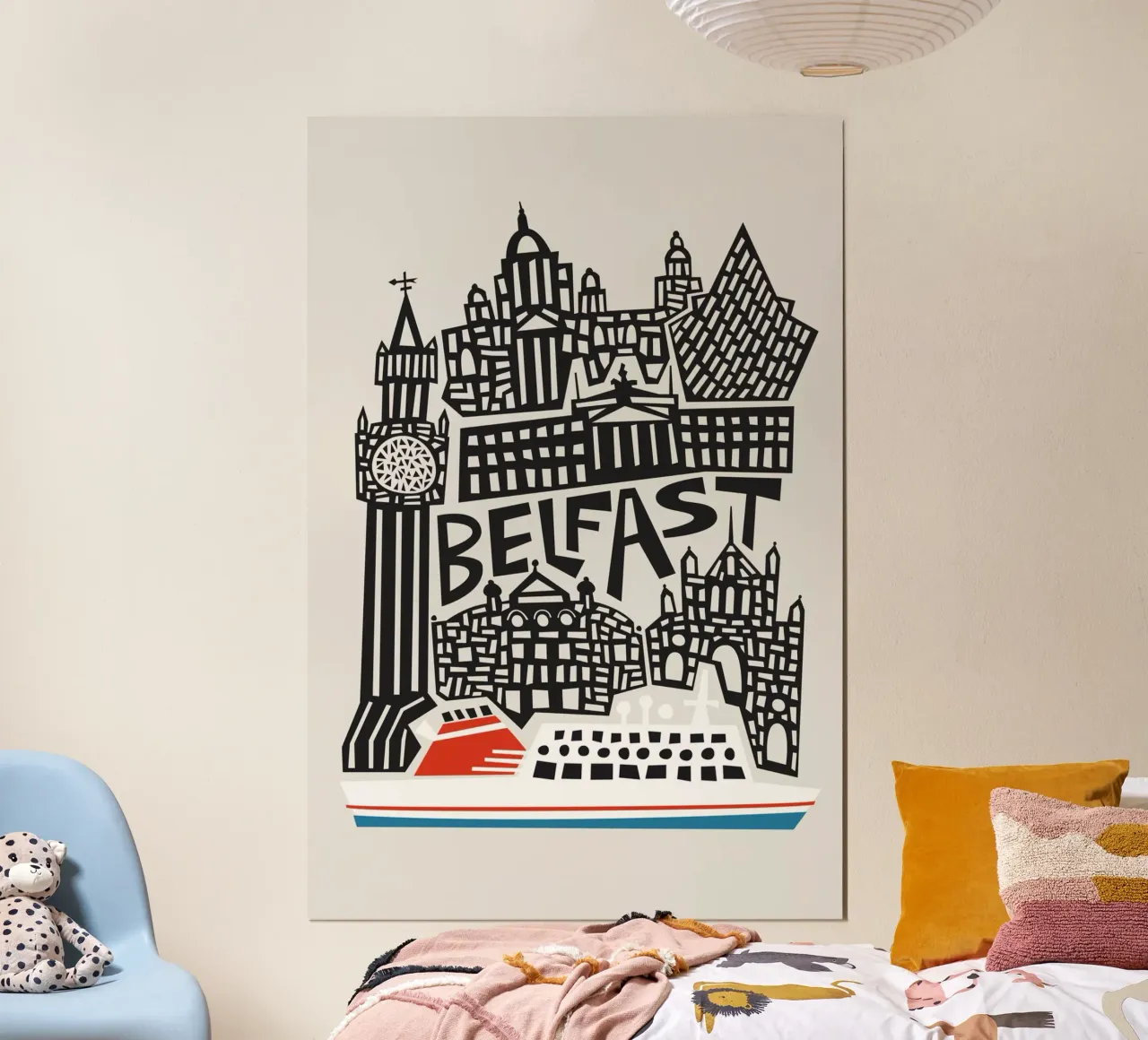 Paesaggio urbano di Belfast poster con telaio in plastica da Fox & Velvet