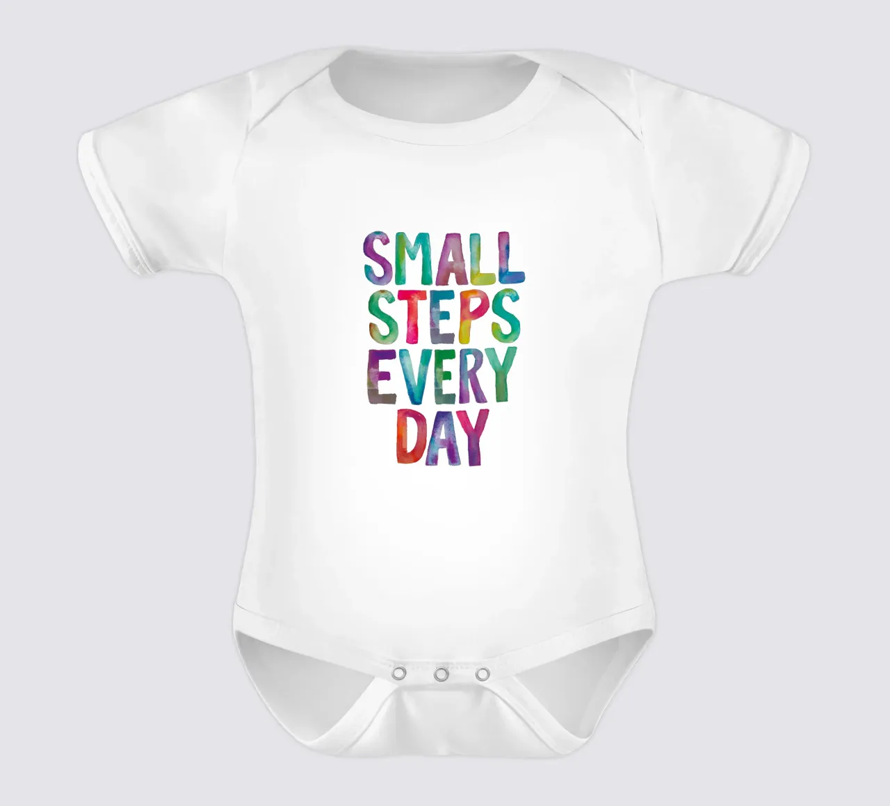Small Steps Every Day Arc-en-ciel Unicorn Typographie Design body bébé de THE MOTIVATED TYPE