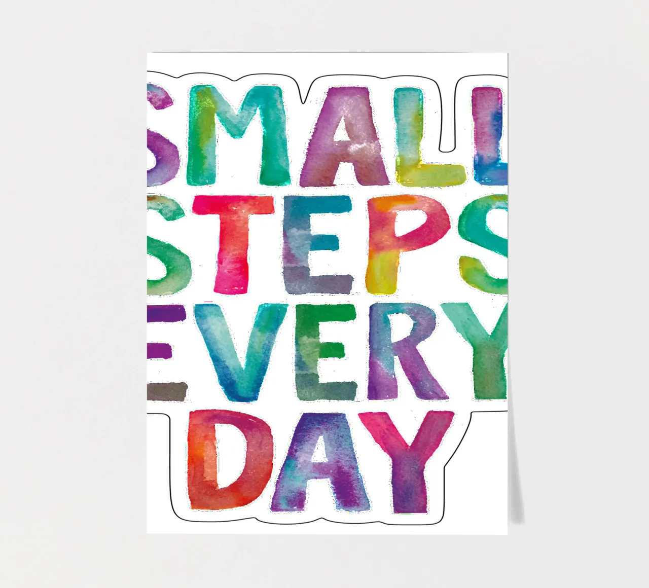 Small Steps Every Day Arc-en-ciel Unicorn Typographie Design planche autocollant de THE MOTIVATED TYPE