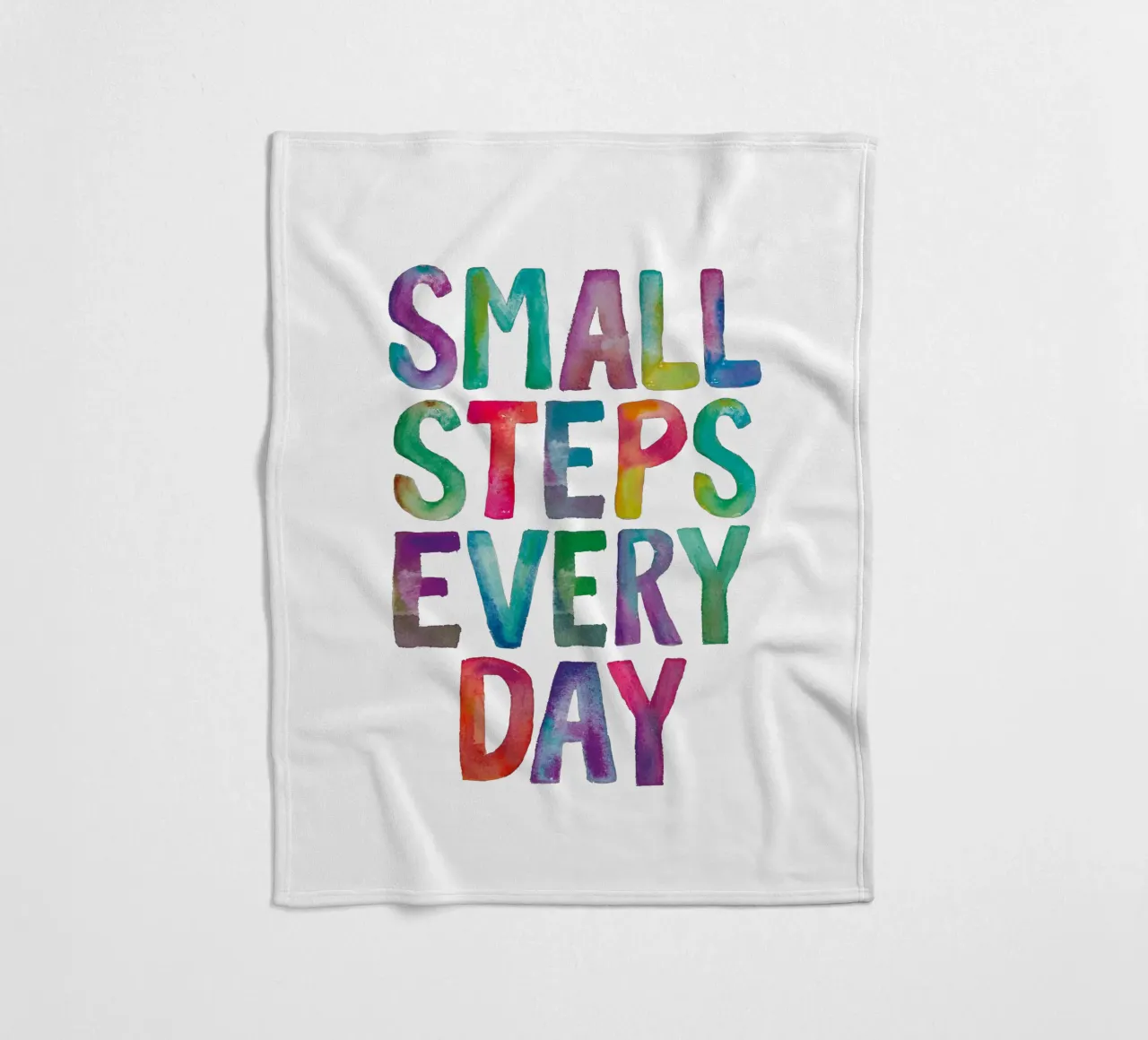 Small Steps Every Day Arc-en-ciel Unicorn Typographie Design plaid polaire de THE MOTIVATED TYPE