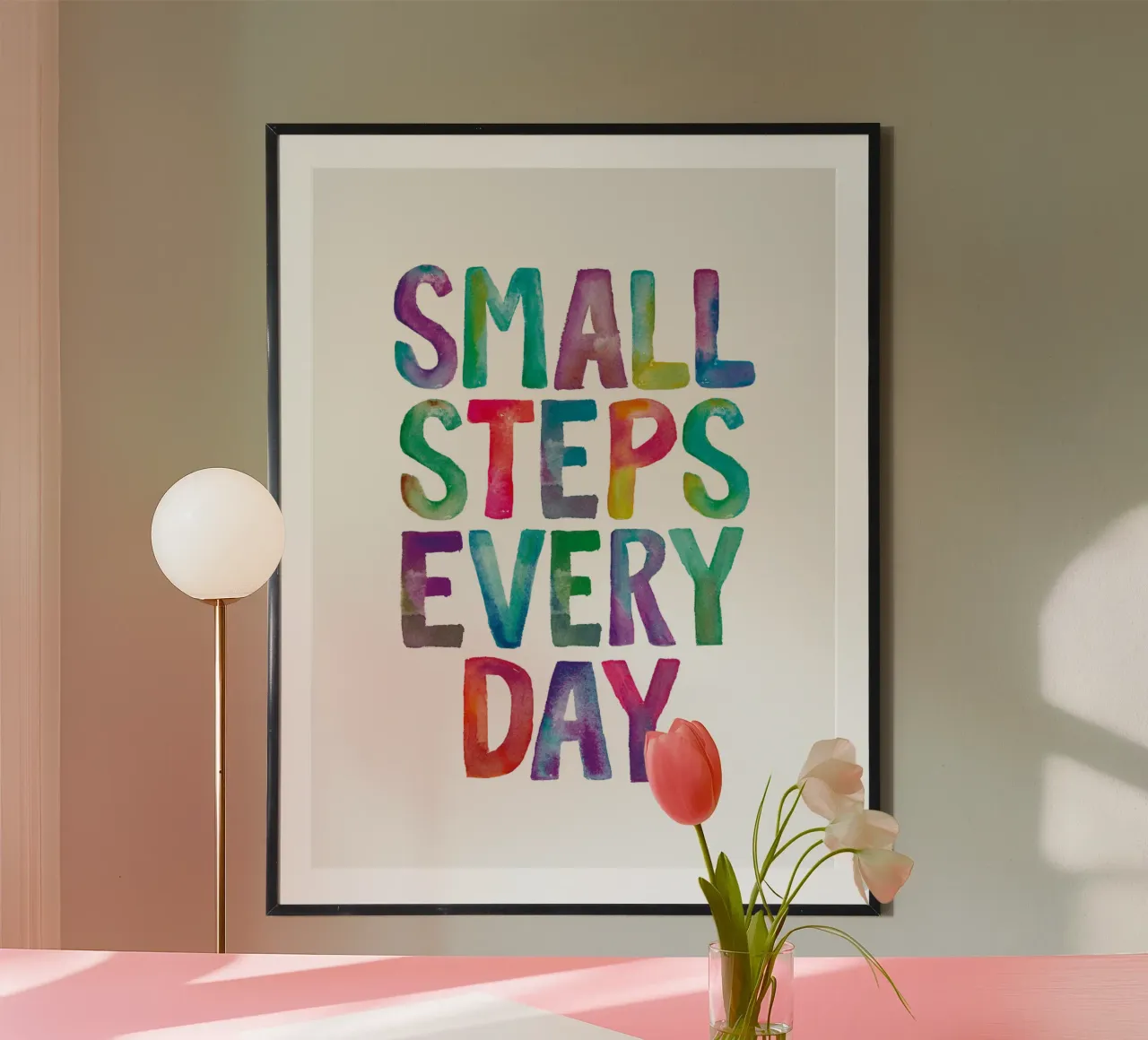 Small Steps Every Day Arc-en-ciel Unicorn Typographie Design hahnemühle de THE MOTIVATED TYPE