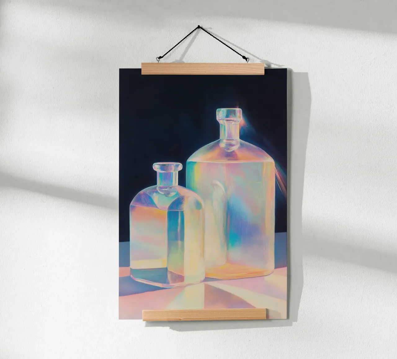 Botellas de vidrio iridiscente arco iris poster de Melloi Art Print