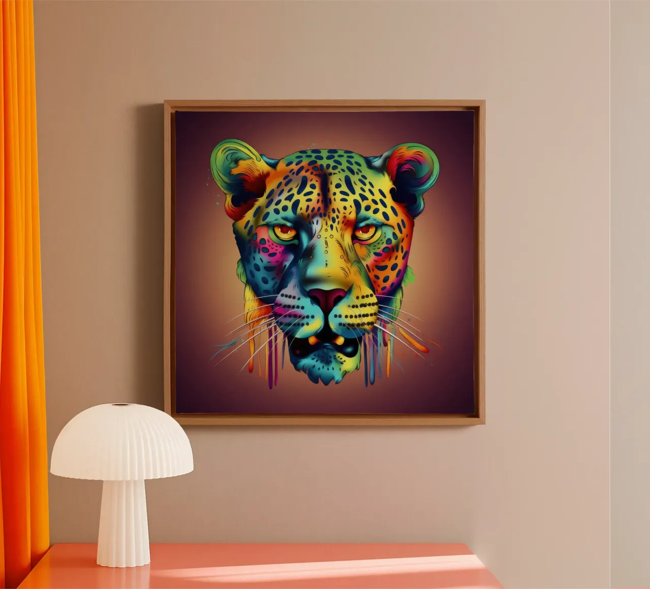 Tatoo Ghepardo tela con Cornice a cassetta da Animal Portraits