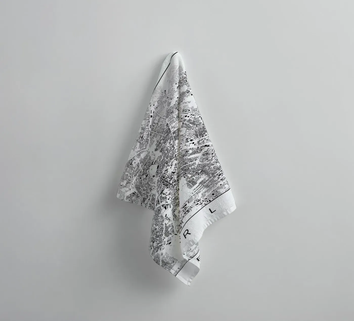 Berlin Map Schwarzplan towel by Hubert Roguski
