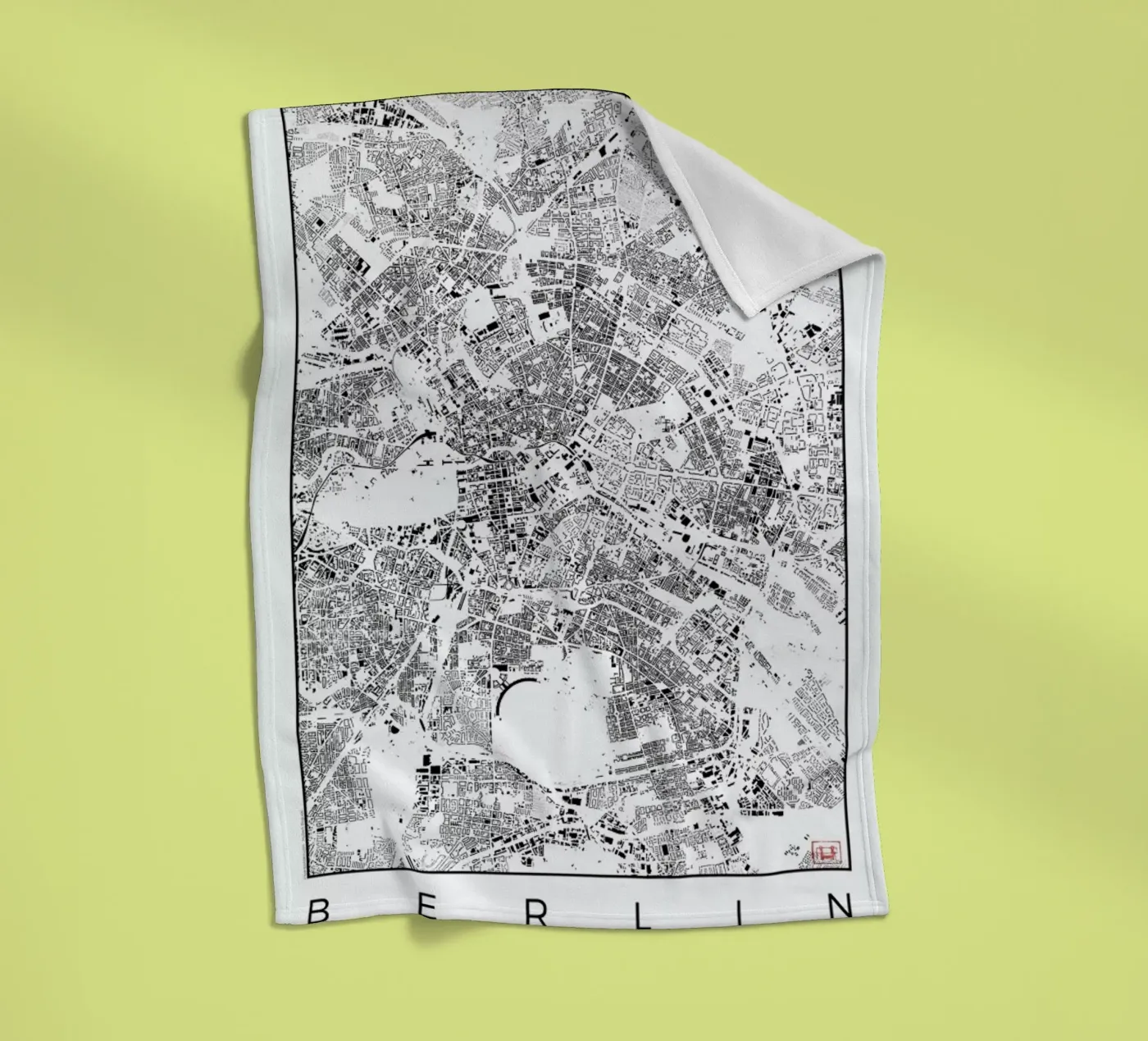 Berlin Map Schwarzplan fleecedeken van Hubert Roguski