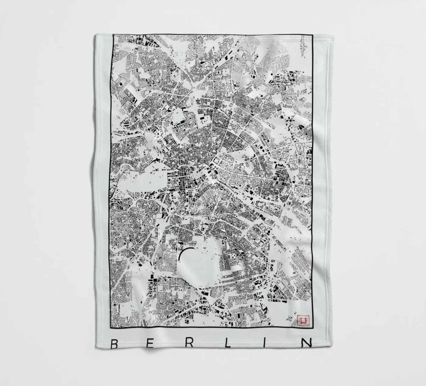 Berlin Map Schwarzplan fleecedeken van Hubert Roguski