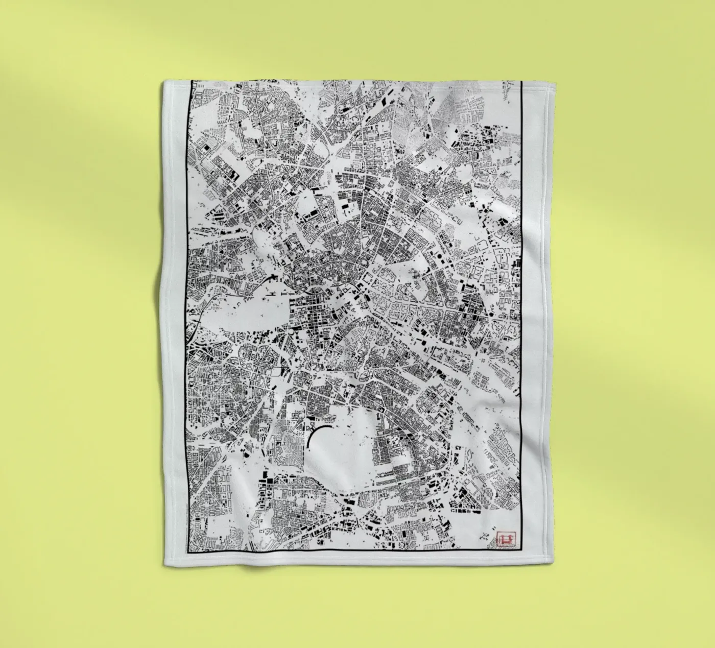 Berlin Map Schwarzplan fleecedeken van Hubert Roguski