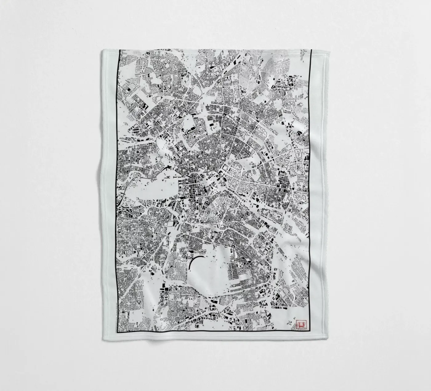 Berlin Map Schwarzplan fleecedeken van Hubert Roguski