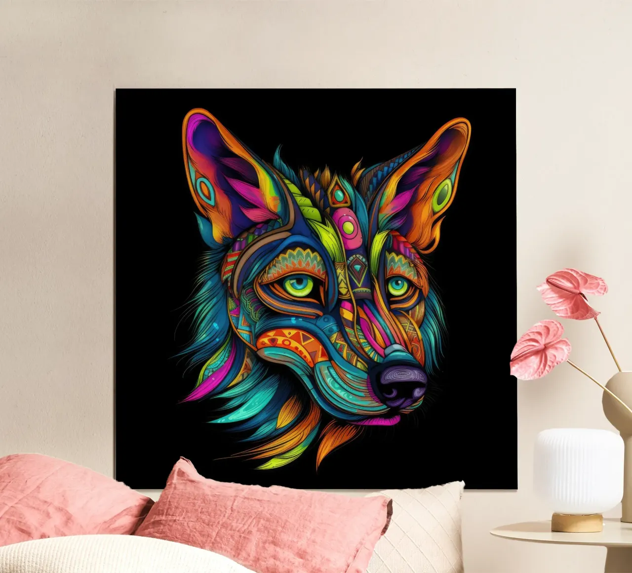 Tatoo Coyote poster con telaio in alluminio da Animal Portraits