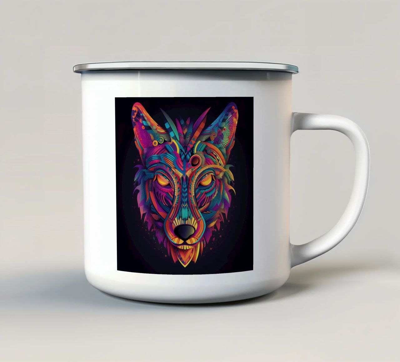 Tatoo Coyote tazza in smalto da Animal Portraits