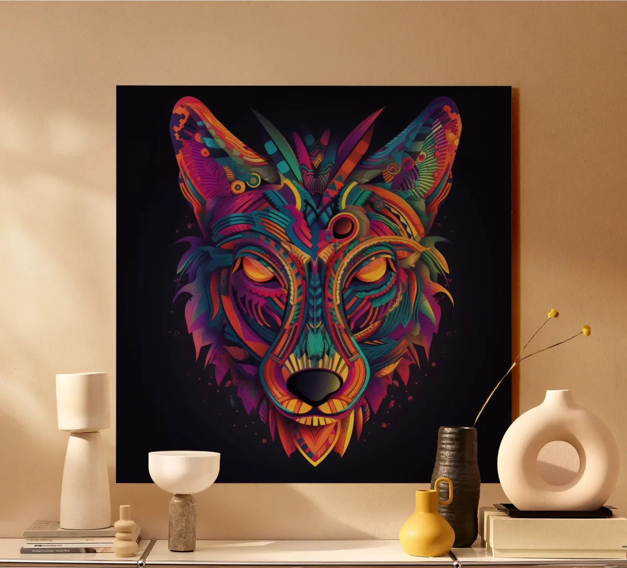 Tatoo Coyote alluminio dibond da Animal Portraits