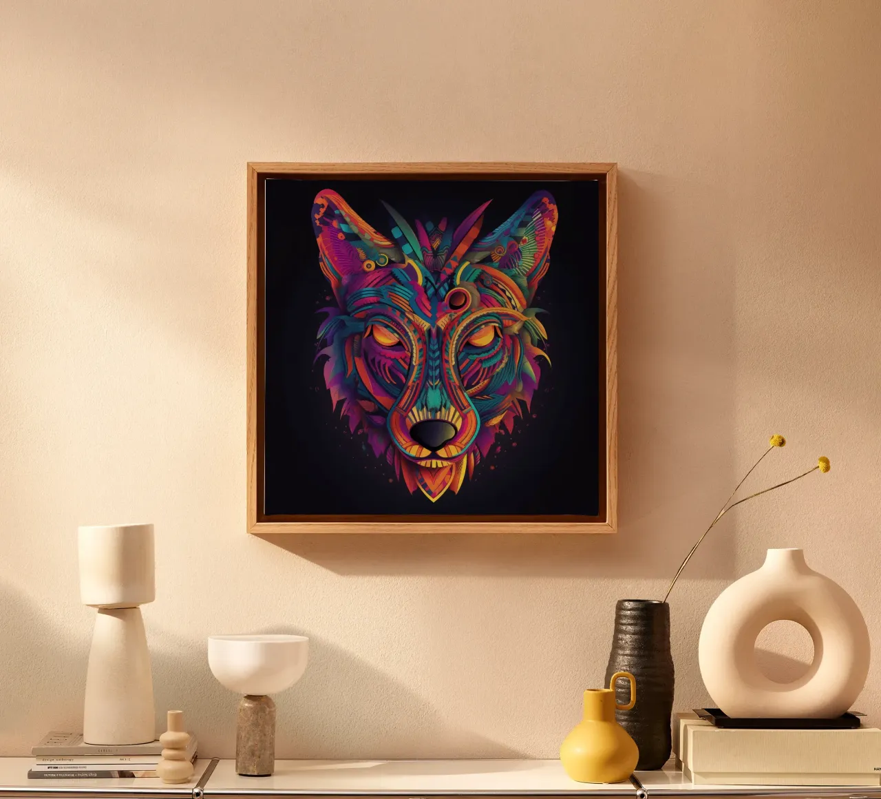 Tatoo Coyote tela con Cornice a cassetta da Animal Portraits