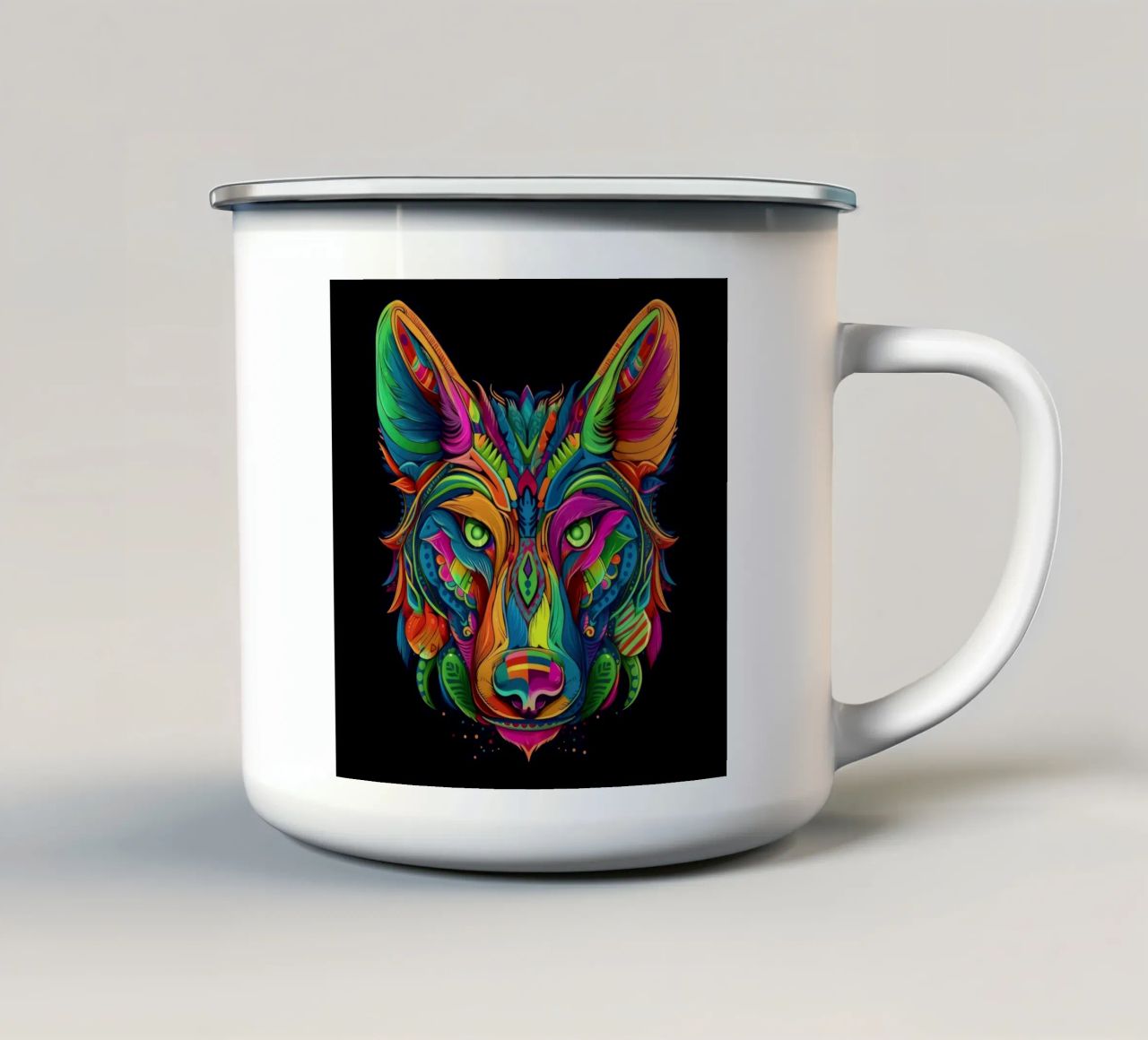 Tatoo Coyote tazza in smalto da Animal Portraits