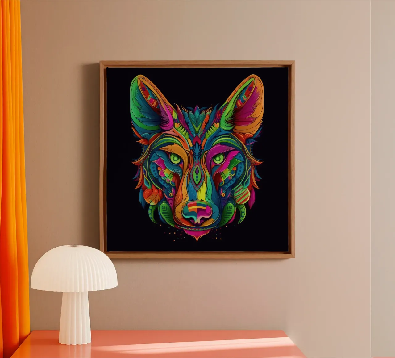 Tatoo Coyote tela con Cornice a cassetta da Animal Portraits