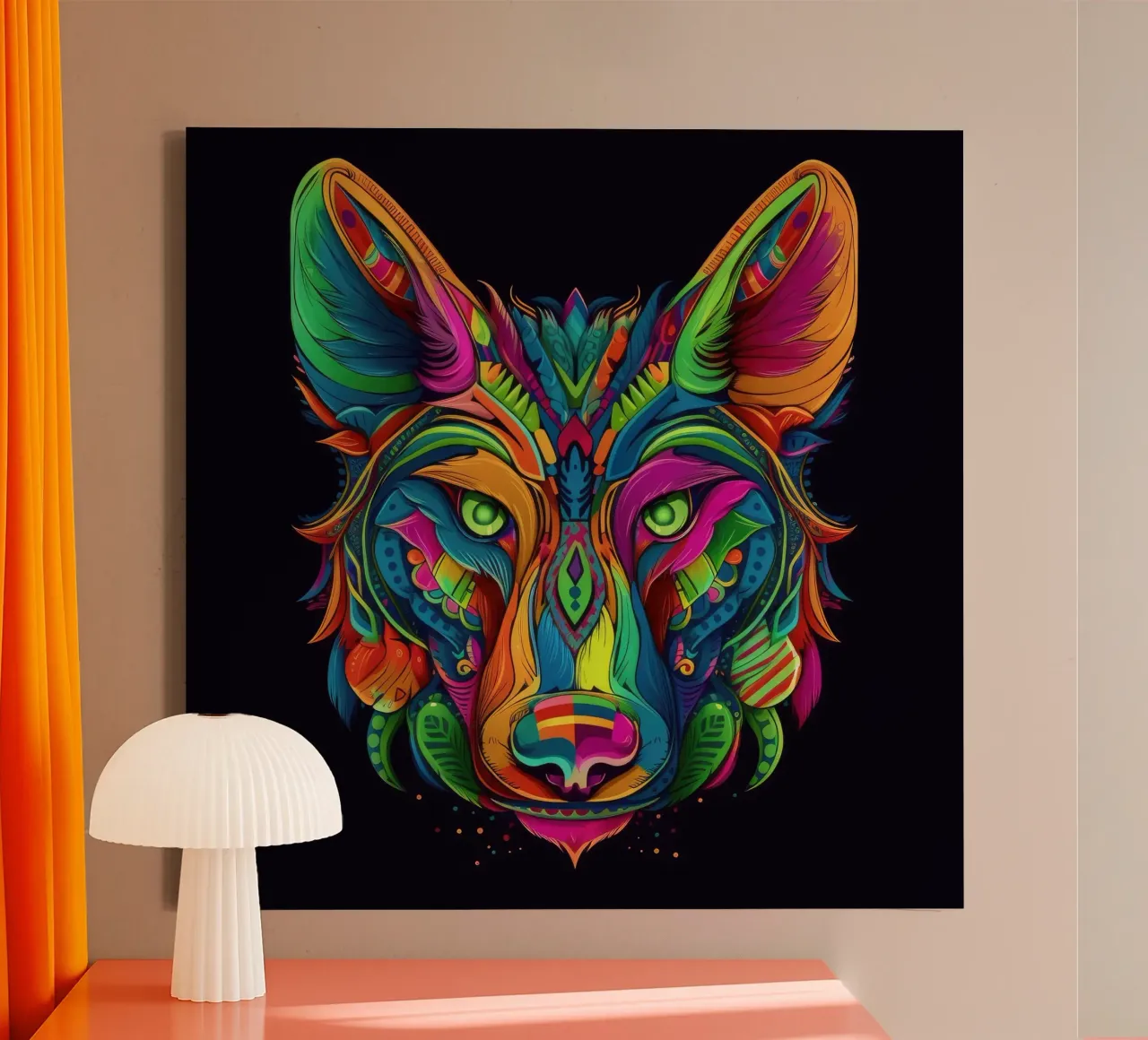 Tatoo Coyote tela con Cornice a cassetta da Animal Portraits