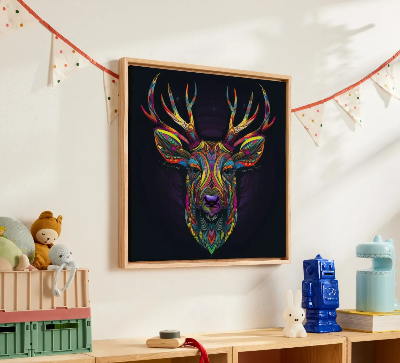 Cervo Tatoo tela con Cornice a cassetta da Animal Portraits