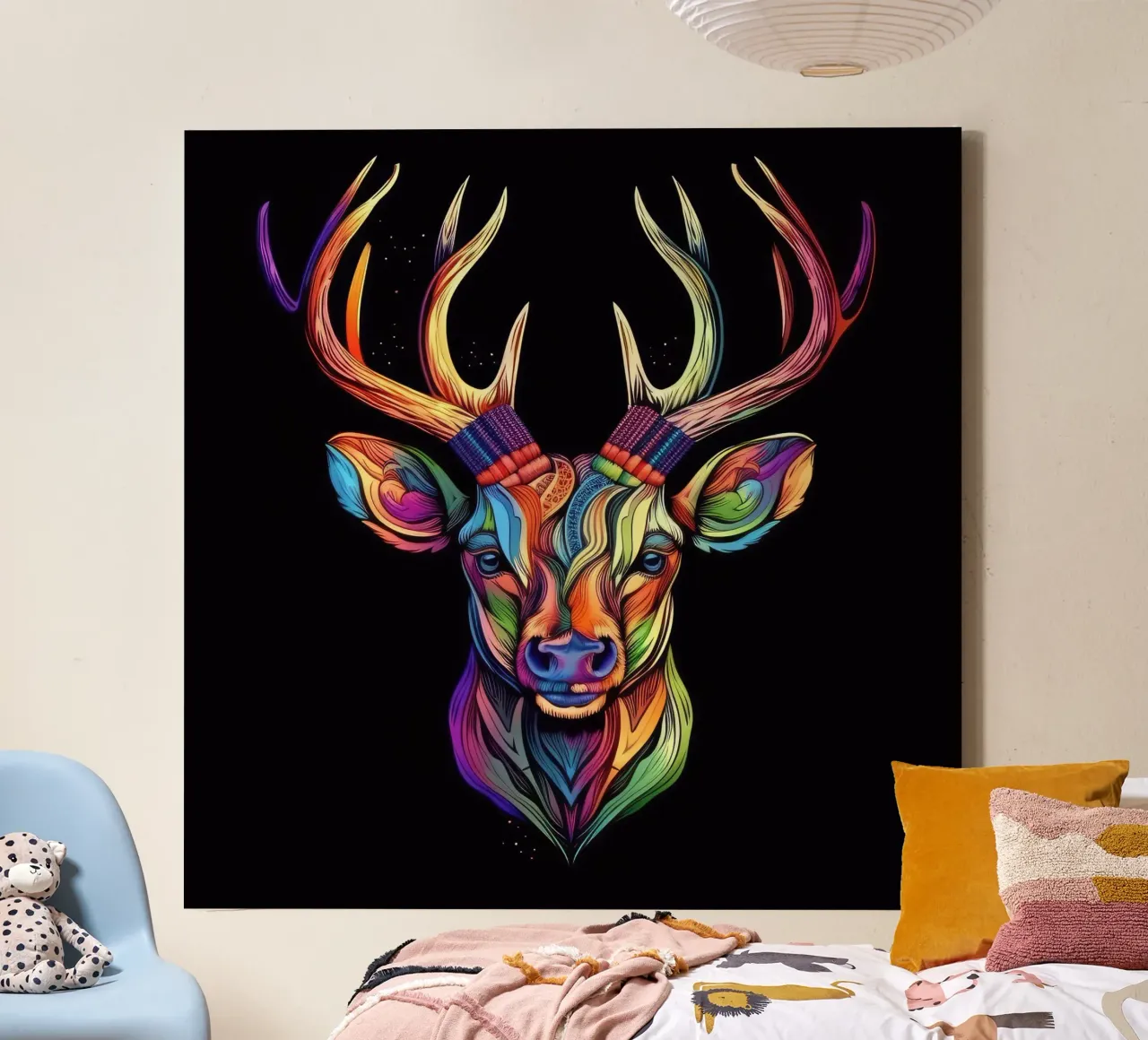 Tatoo Deer canvas by Animal Portraits