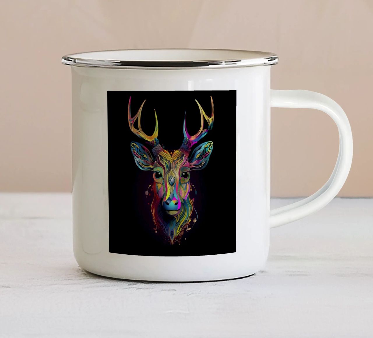 Cervo Tatoo tazza in smalto da Animal Portraits