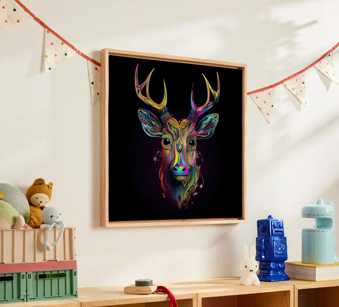 Cervo Tatoo tela con Cornice a cassetta da Animal Portraits