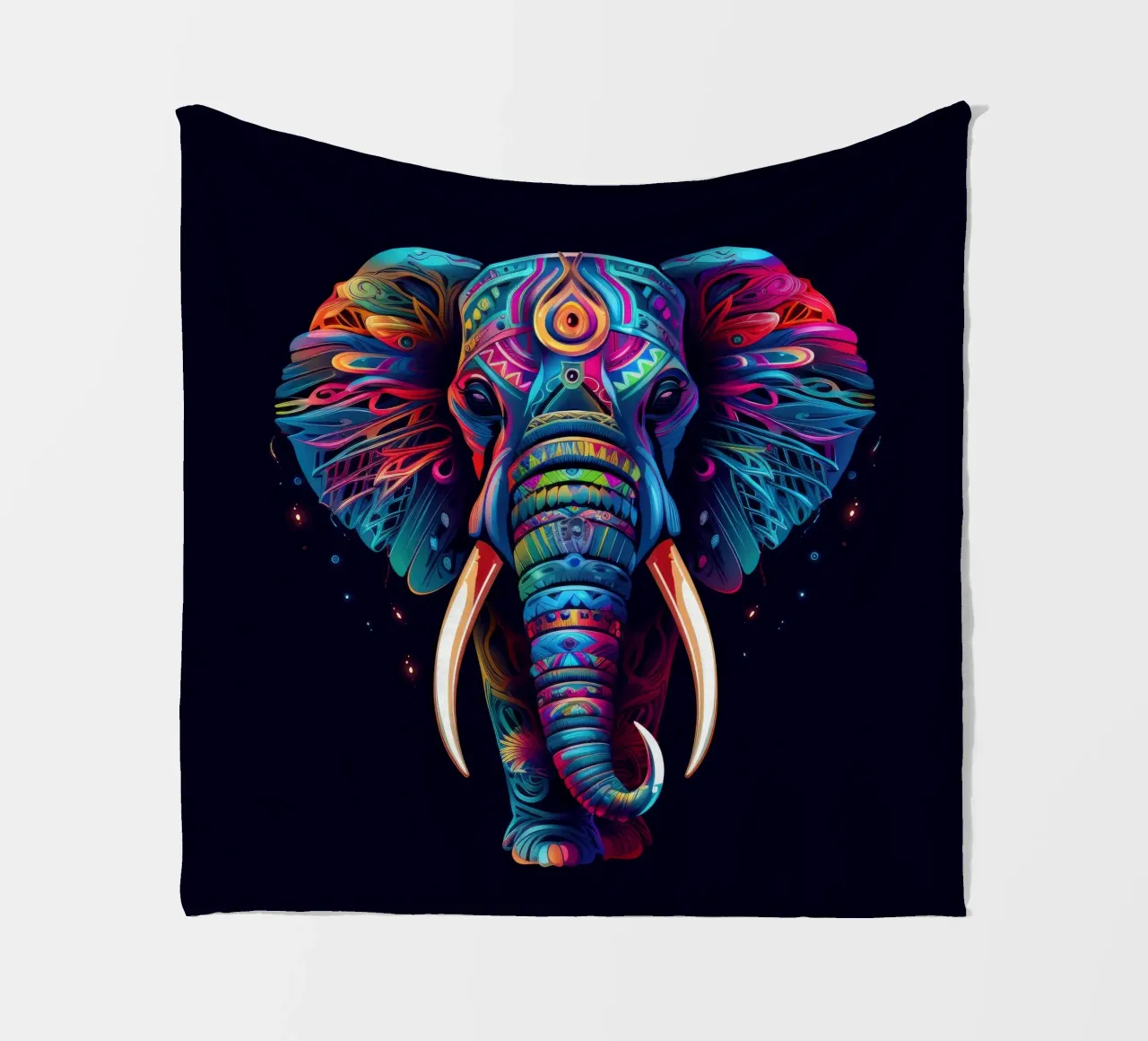 Tatoo Elephant fleece blanket by Animal Portraits