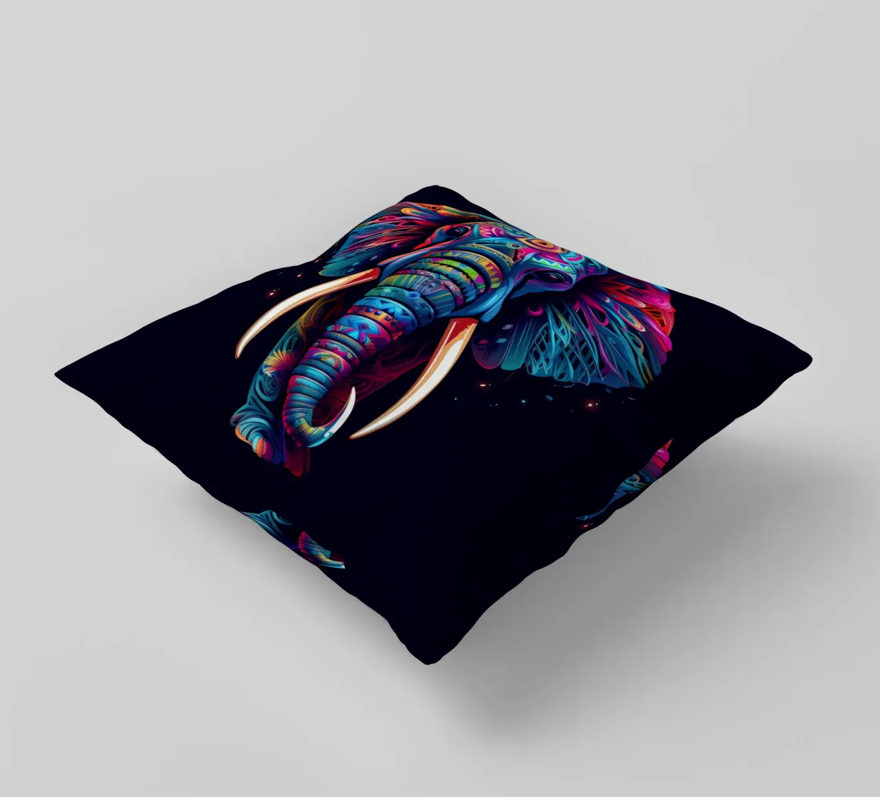 Tatoo Elephant decorative cushion by Animal Portraits