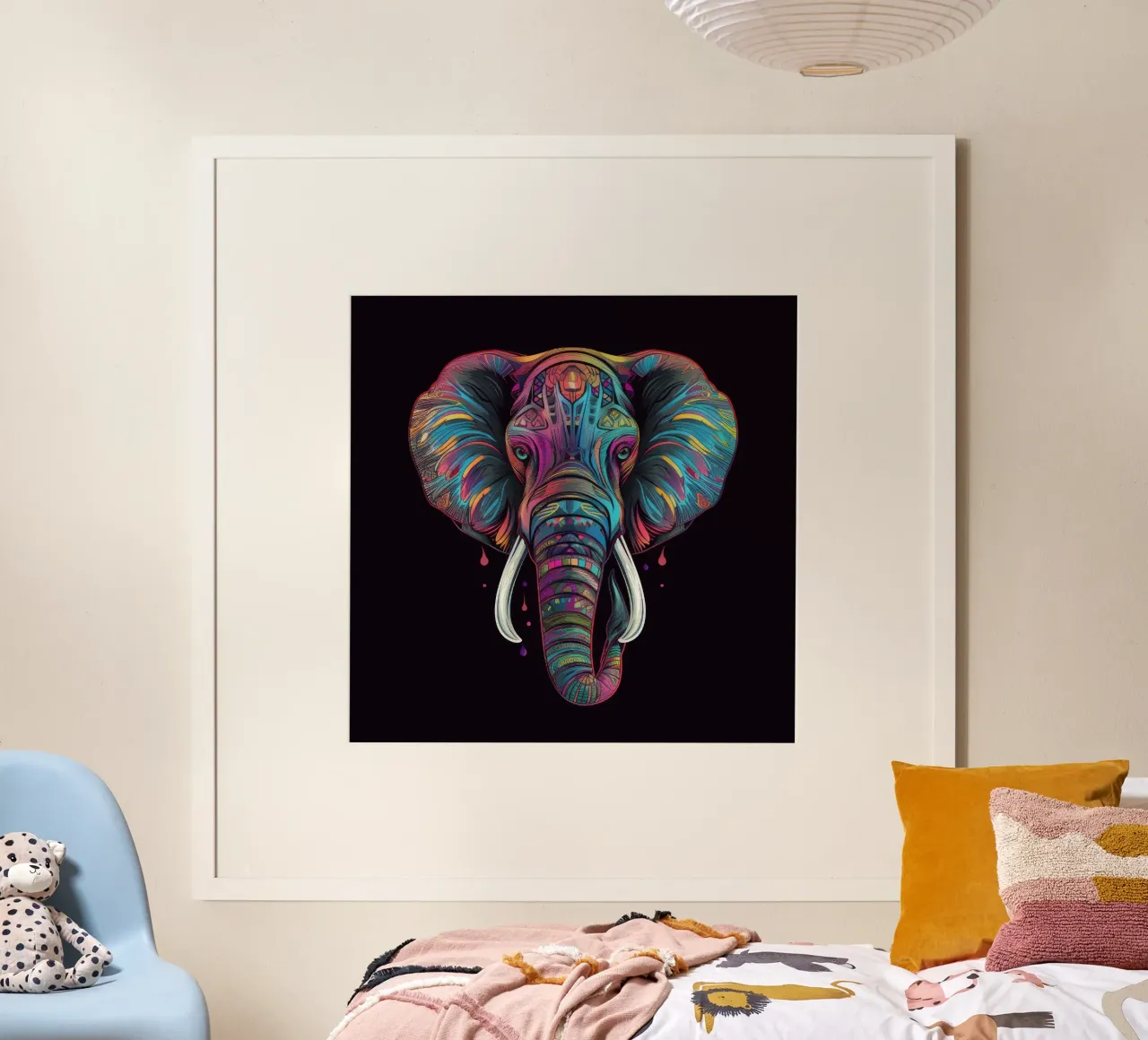 Elefante Tatoo poster con telaio in alluminio da Animal Portraits
