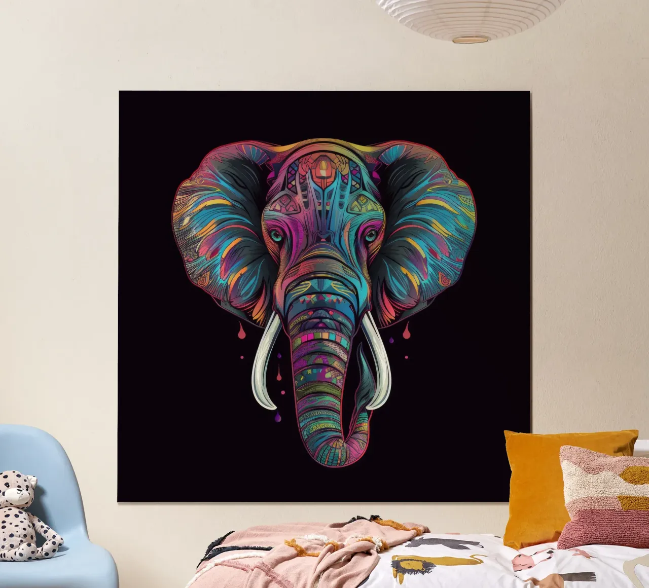 Elefante Tatoo poster con telaio in alluminio da Animal Portraits