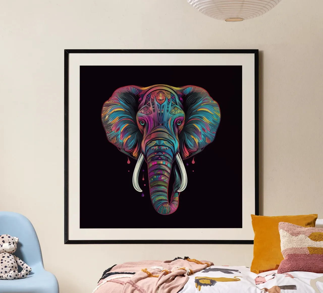 Elefante Tatoo poster con telaio in alluminio da Animal Portraits