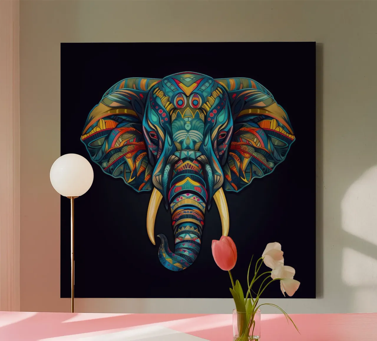 Tatoo Elephant canvas by Animal Portraits